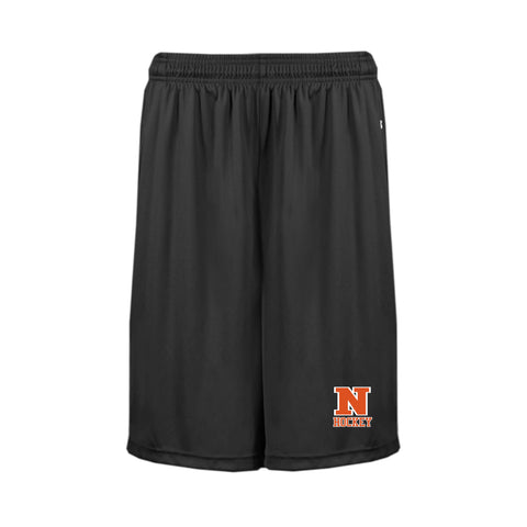 Normandy Hockey Badger Black 7" Dry Fit Shorts with Pockets