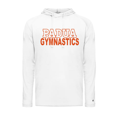 Padua Gymnastics White Badger Tri-Bend Long Sleeve Hooded Tee (Mens & Womens)