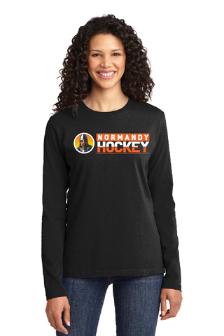 Normandy Hockey Invader Logo Women's Long Sleeve Cotton Shirt