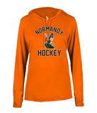 Normandy Hockey Invader Tank Logo Womens Long Sleeve Hooded Tee