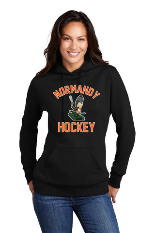 Normandy Hockey Invader Tank Logo Womens Black 50/50 Hooded Sweatshirt