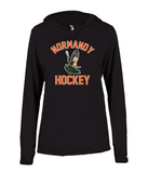 Normandy Hockey Invader Tank Logo Womens Long Sleeve Hooded Tee