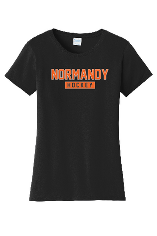 Normandy Hockey Womens Black Ring Spun Cotton T-Shirt