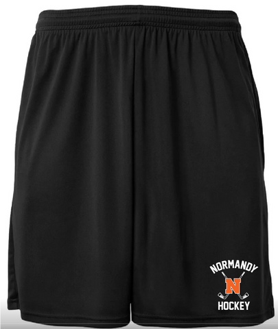 Normandy Hockey Black 7" Dry Fit Shorts with Pockets