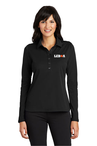 LEBOA Ladies Nike Long Sleeve Dri-Fit Polo Shirt (Black and Dark Gray)